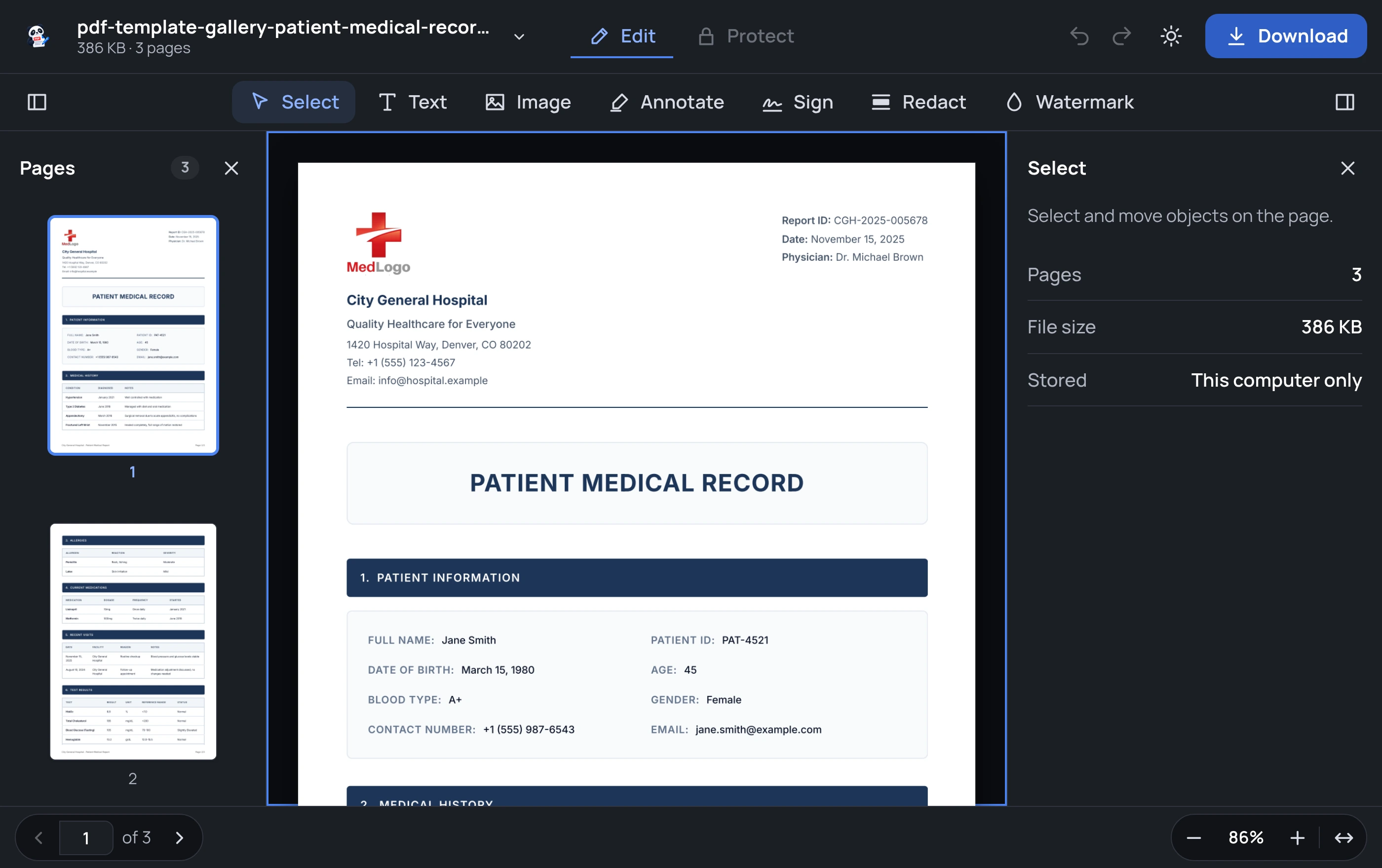 Pandaedits editor interface running offline with zero bytes uploaded